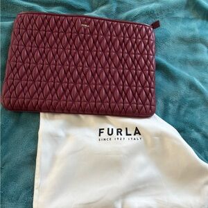Furla Quilted Maroon Clutch
